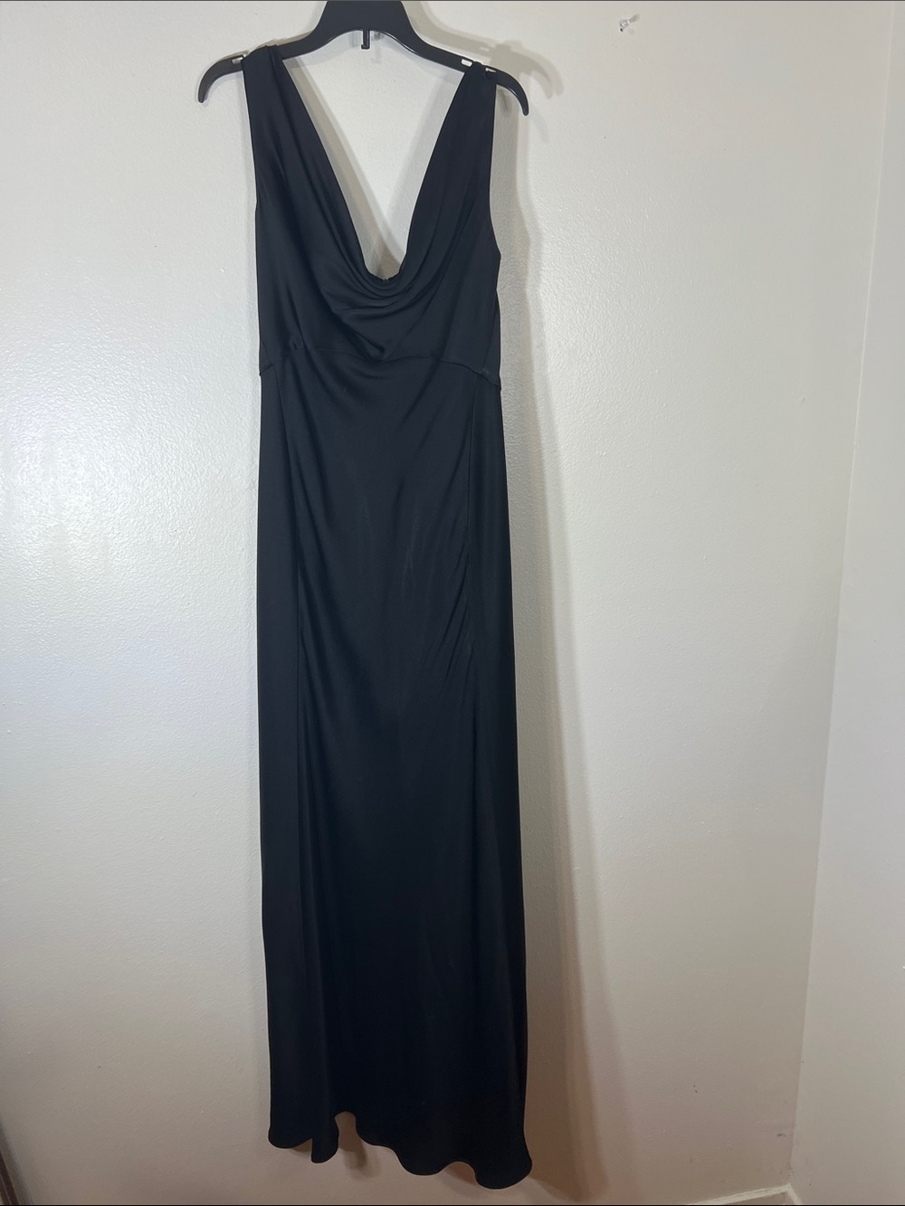 DKNY Black Backless Draped Cowl Maxi Dress